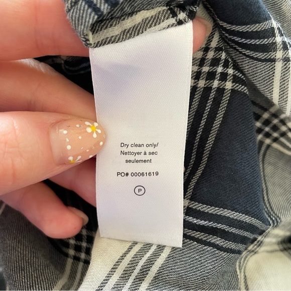 Rag and Bone Navy White Check Plaid Quinn Cropped Button Down Shirt EUC Size XXS - Picture 10 of 11